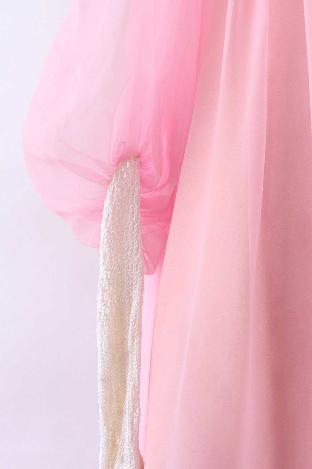 Hilary Floyd Bubblegum Chiffon and Crochet Maxi X… - image 3