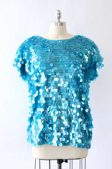 Spangled Paillette Turquoise Tunic Tee S-L