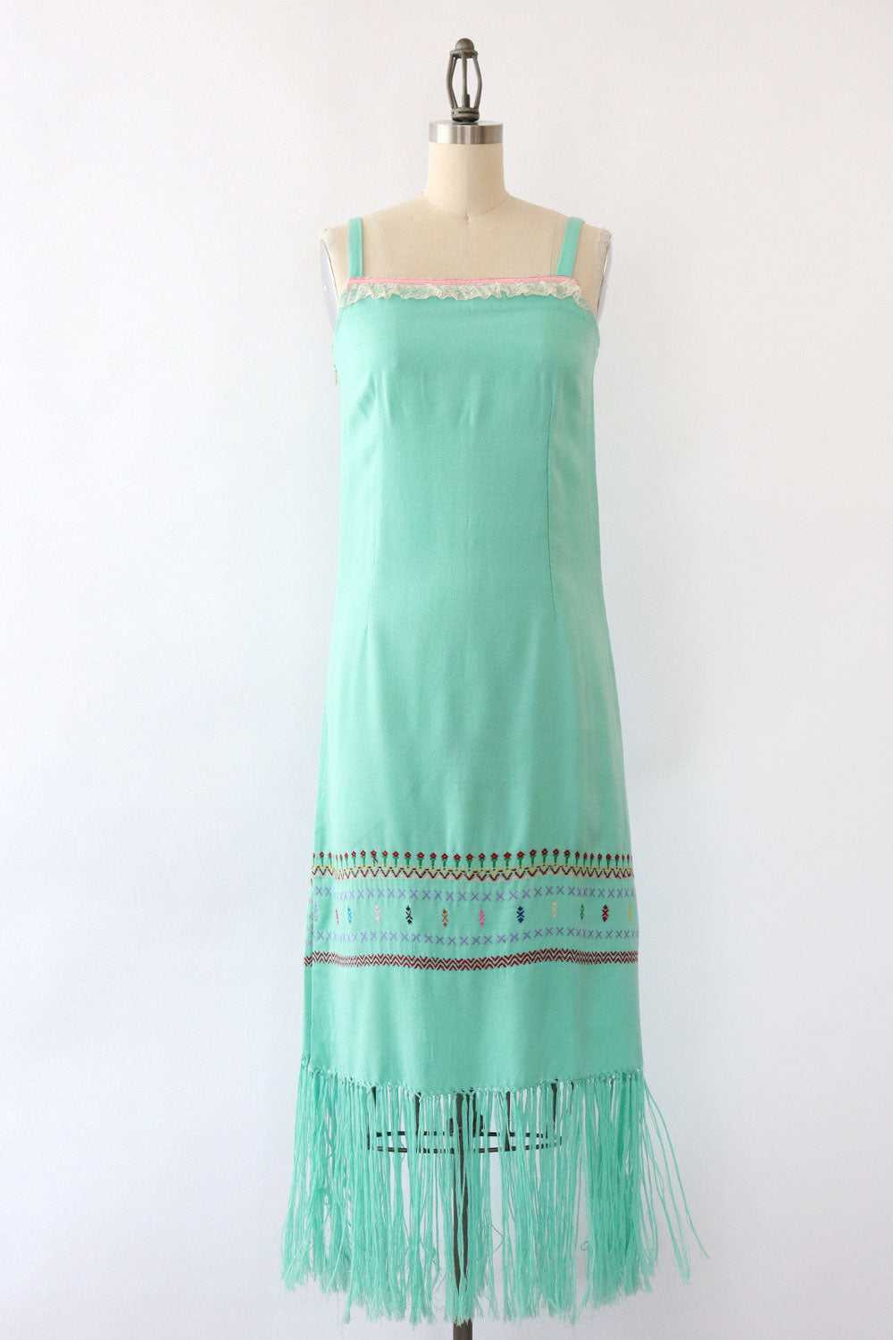 Seafoam Folk Flapper Dress XS - image 1