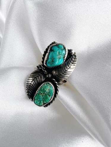 sterling silver 925 turquoise twin ring