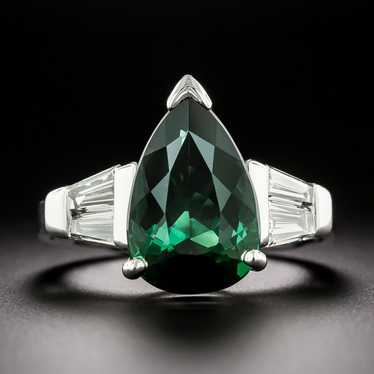 Estate Pear-Shaped Tourmaline and Diamond Ring - image 1