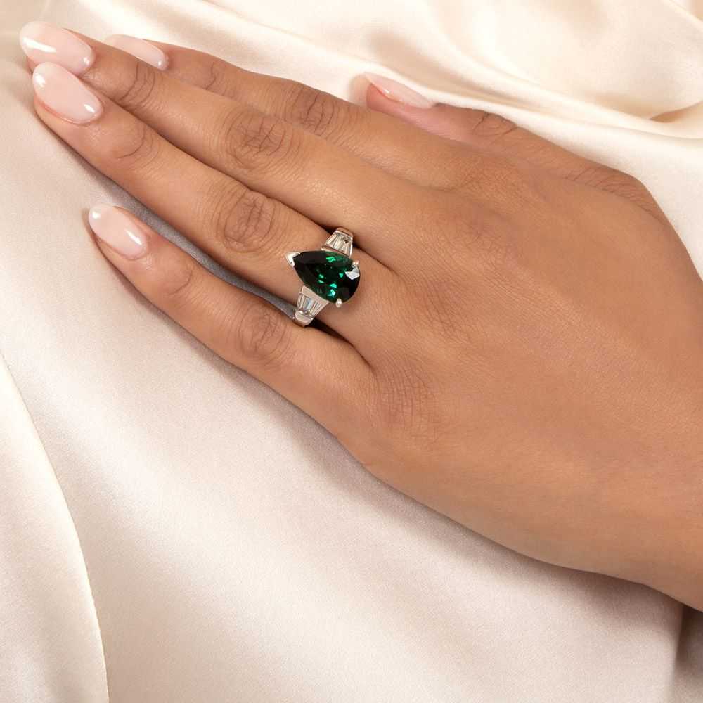 Estate Pear-Shaped Tourmaline and Diamond Ring - image 4