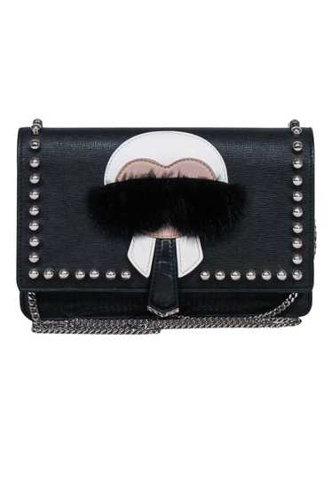 Fendi - Black Saffiano Leather Studded "Karlito" B