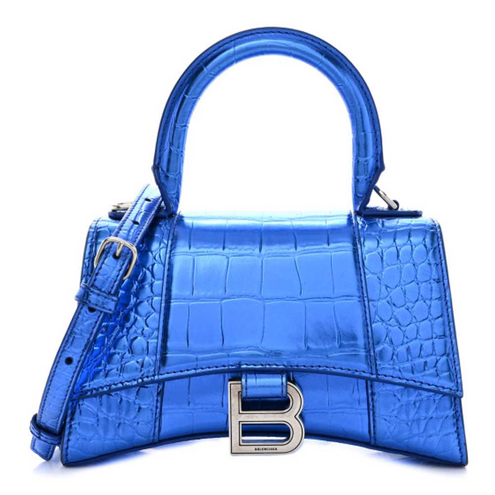 BALENCIAGA Metallic Shiny Calfskin Crocodile Embo… - image 1