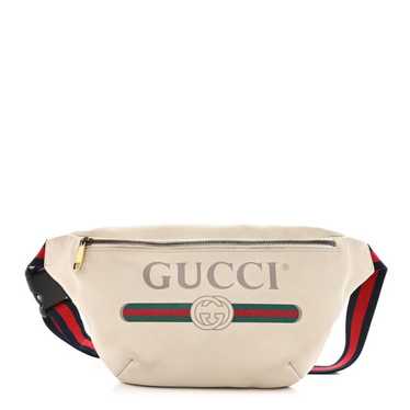 GUCCI Grained Calfskin Logo Belt Bag White