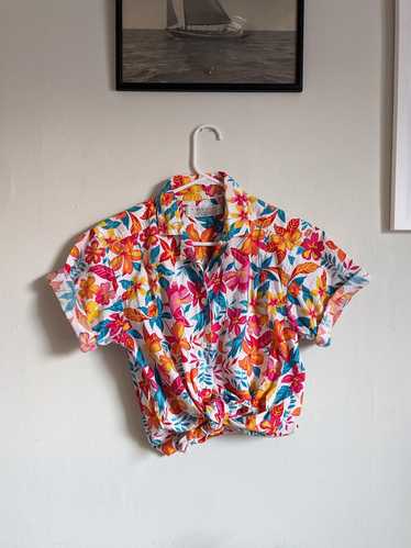Karen Scott Bright Hawaiian Print Shirt (S) | Used