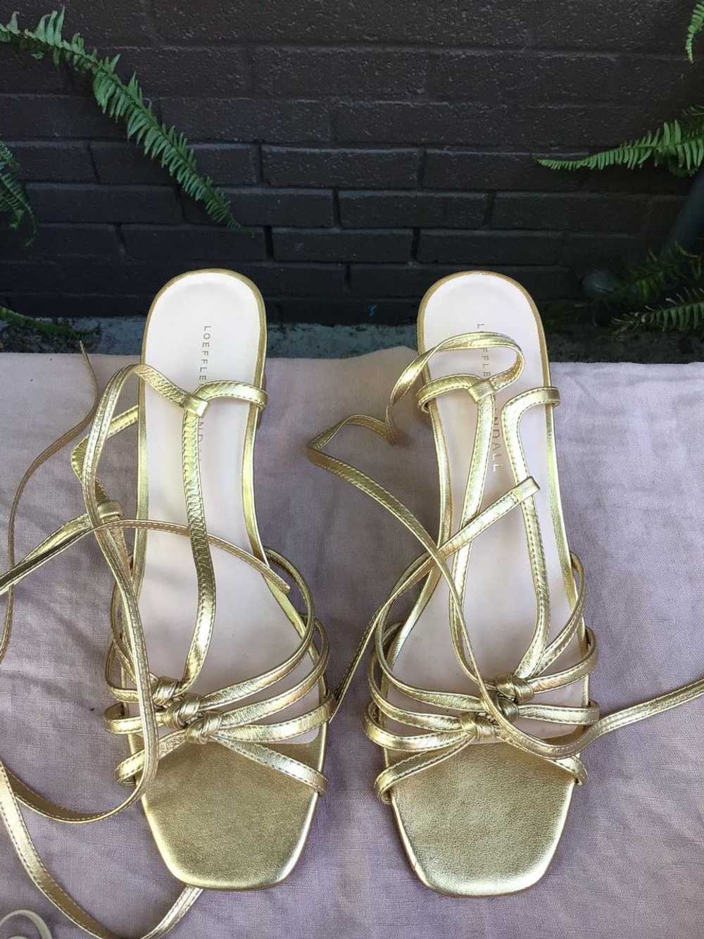 Loeffler Randall Ryder Gold Leather Heeled Sandal… - image 1