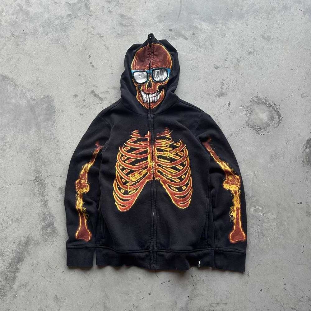 Hawk Vintage Y2K Tony hawk full zip up flame skul… - image 1