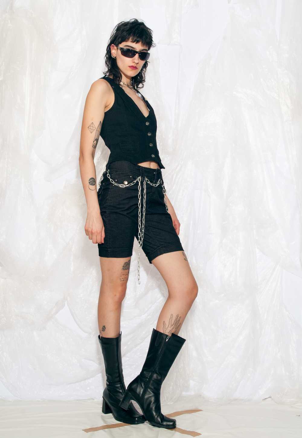 Vintage Y2K Denim Corset Gilet in Black - image 3