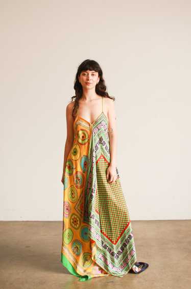 YSL Hermes Mixed Silk Scarf Dress