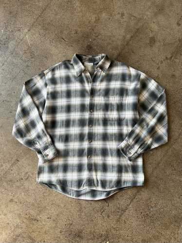 1990s Anchor Blue Plaid Flannel Shirt