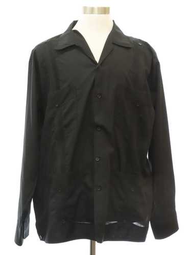 1980's Dominguez Mens Black Guayabera Shirt - image 1