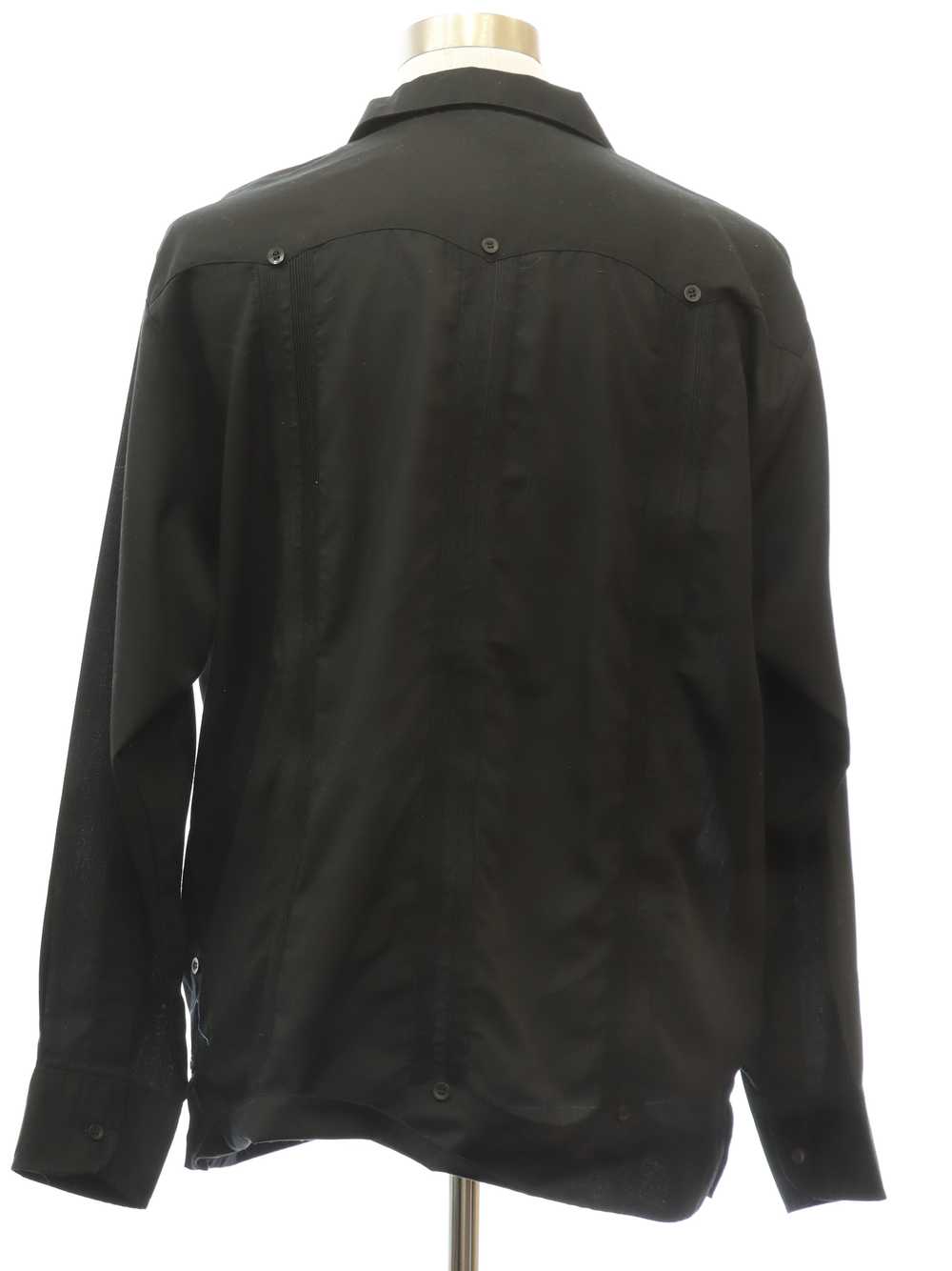 1980's Dominguez Mens Black Guayabera Shirt - image 3