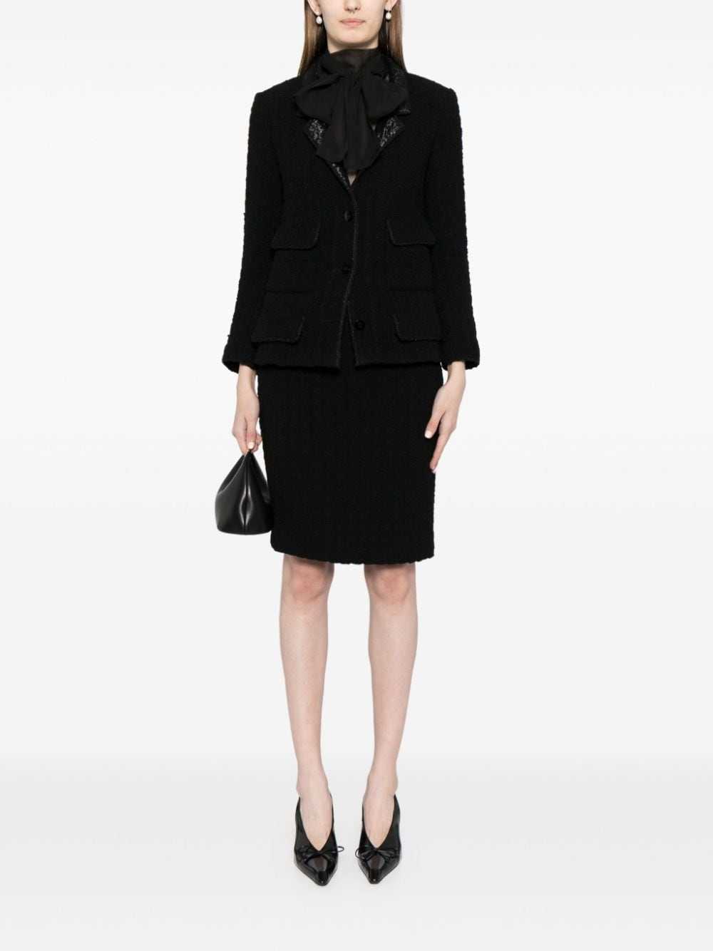 CHANEL Pre-Owned 1998 textured skirt suit - Black - image 2