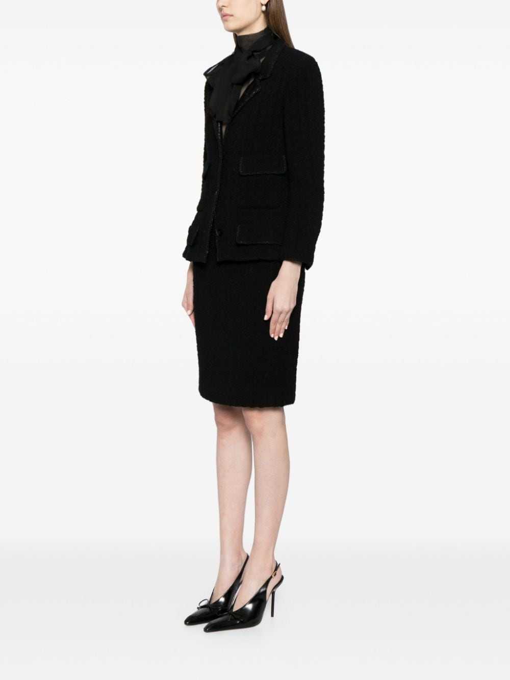 CHANEL Pre-Owned 1998 textured skirt suit - Black - image 3