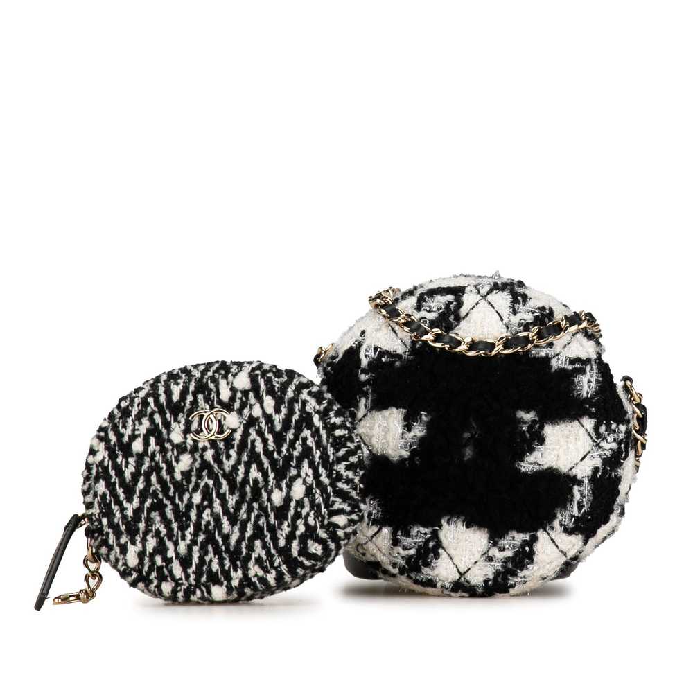 Chanel CHANEL Shearling Tweed Round Clutch With C… - image 1