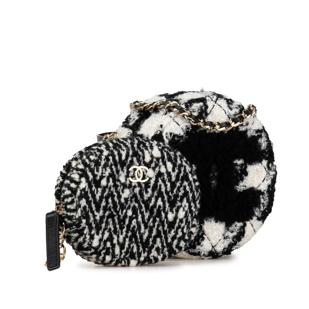 Chanel CHANEL Shearling Tweed Round Clutch With C… - image 2