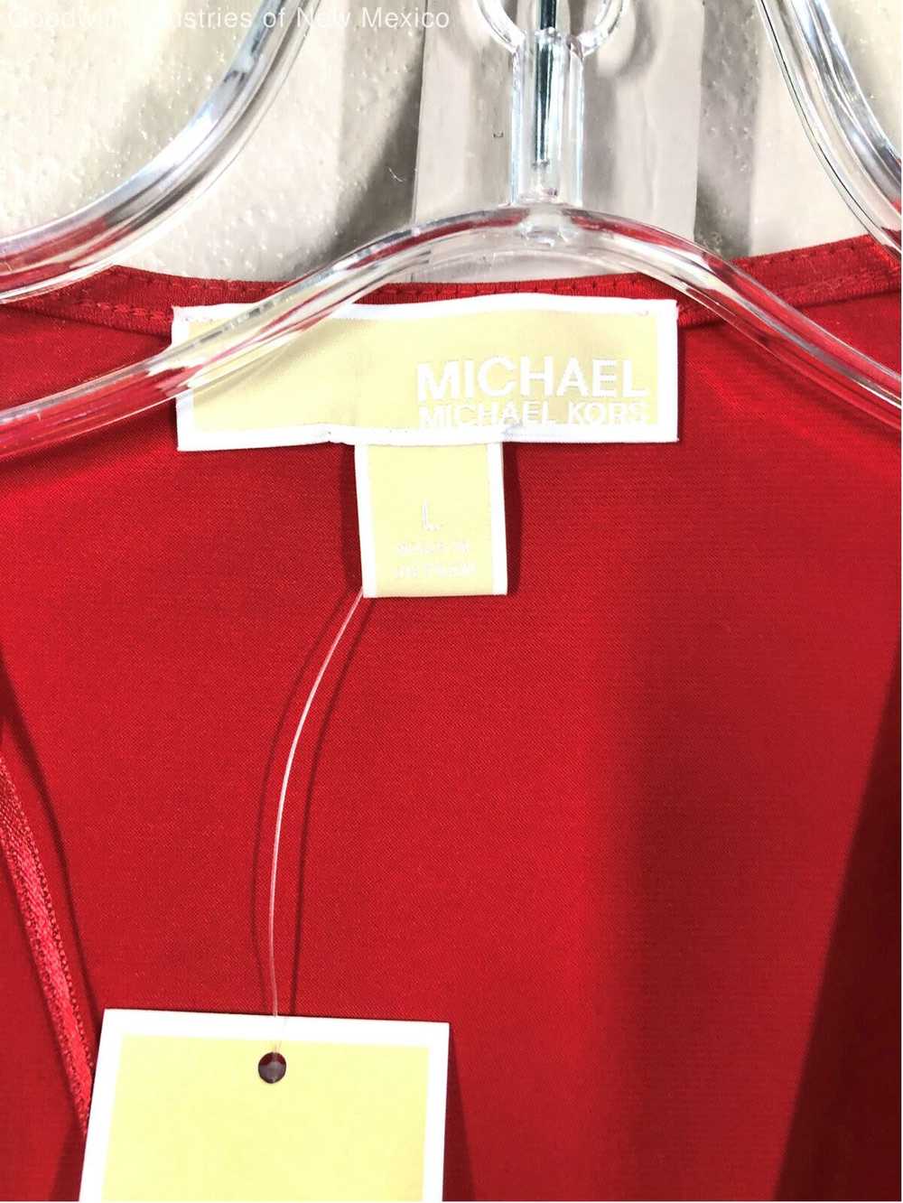 NWT Michael Kors Womens Red Surplice Neck Long Sl… - image 3