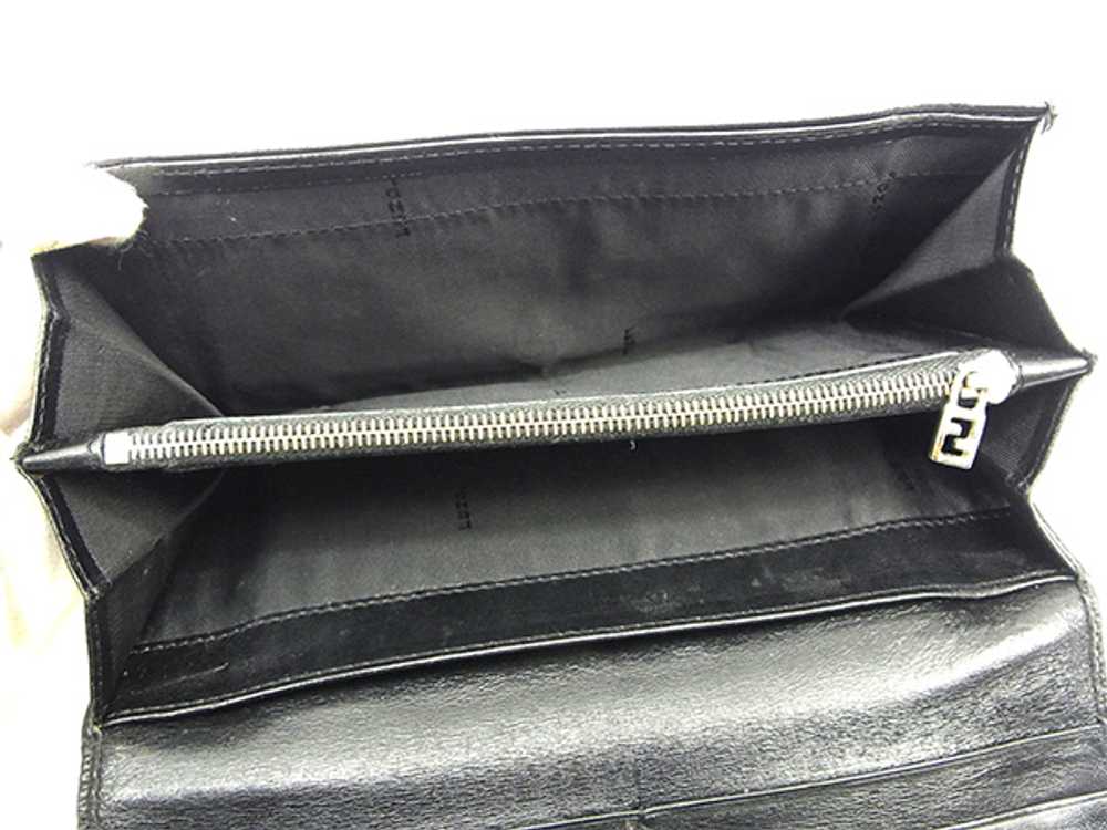 Fendi Long Wallet Zippered Black Leather Storage … - image 4