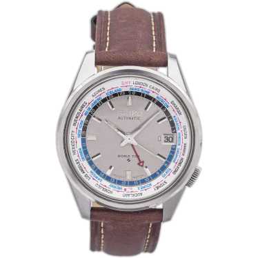 Vintage Seiko World Time Steel Automatic Men's Da… - image 1