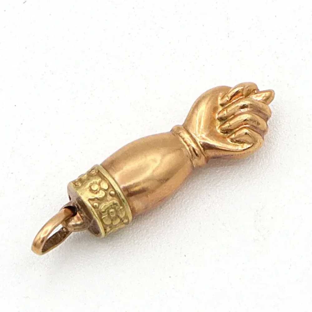 Antique 18K Gold Figa Charm Pendant 1.7 Grams - image 2