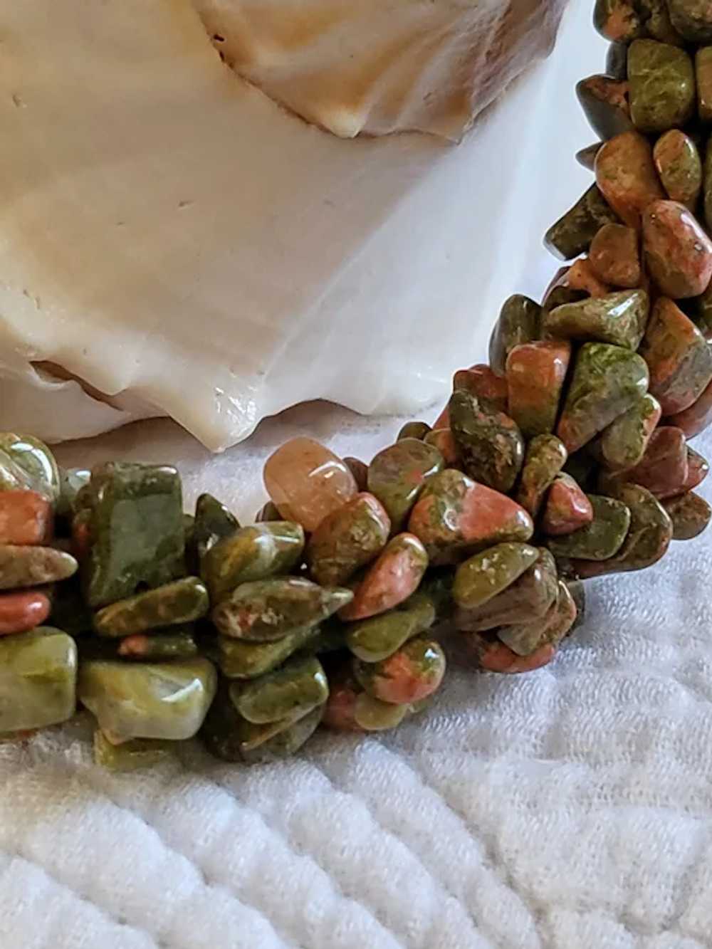 Stone Necklace Tumbled Unakite Jasper Hand Tied - image 3