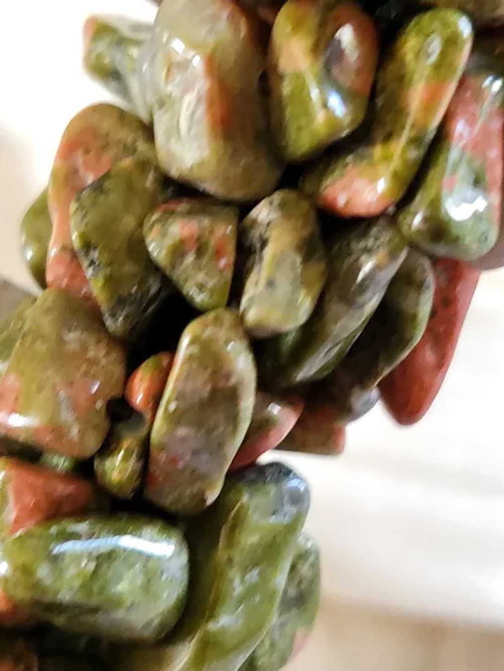 Stone Necklace Tumbled Unakite Jasper Hand Tied - image 5