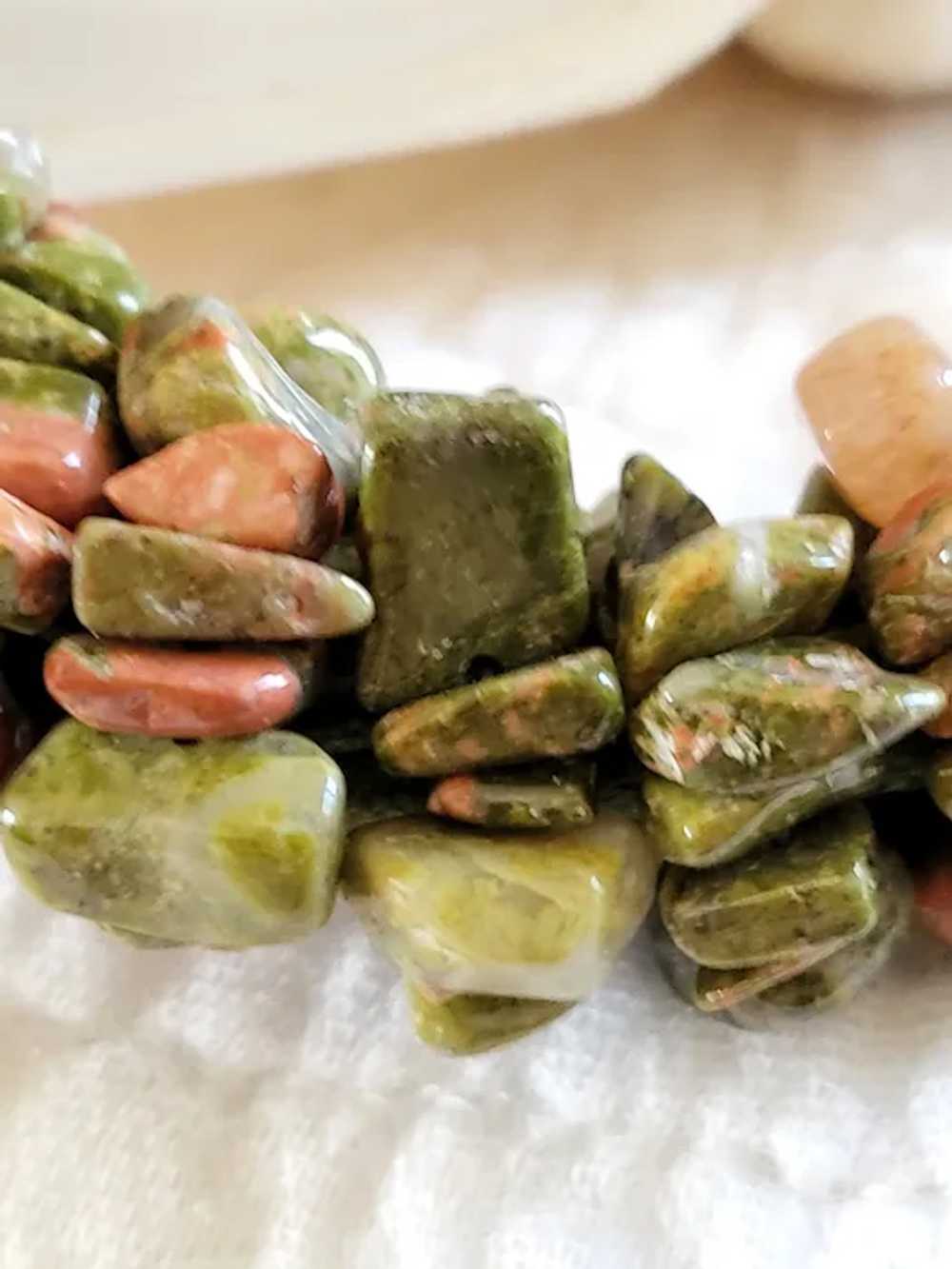 Stone Necklace Tumbled Unakite Jasper Hand Tied - image 8