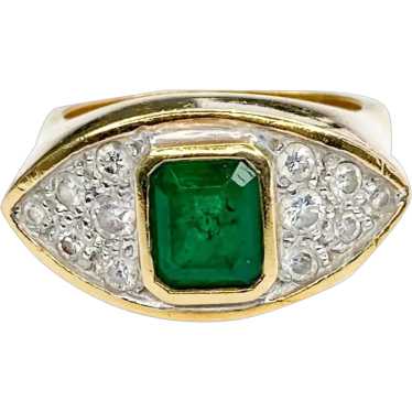 0.71 ct. Emerald & 0.36 cttw White Diamond Ring i… - image 1