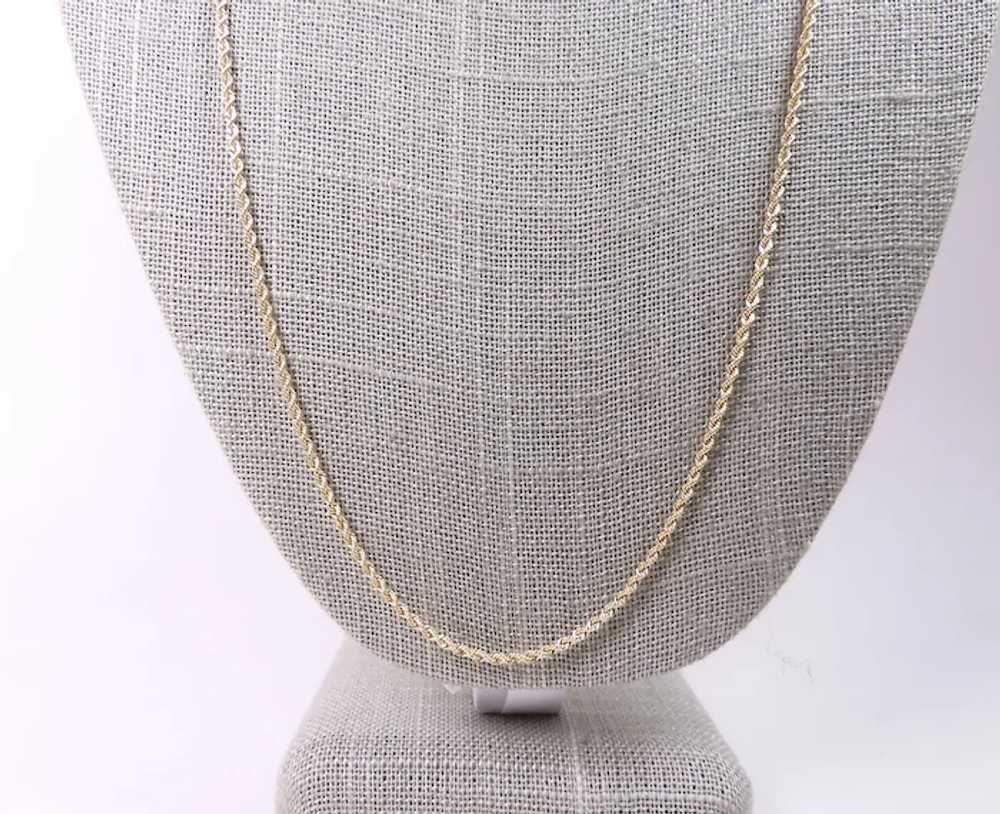 Vintage 14K Gold Rope Chain Necklace In Ivory Cel… - image 4