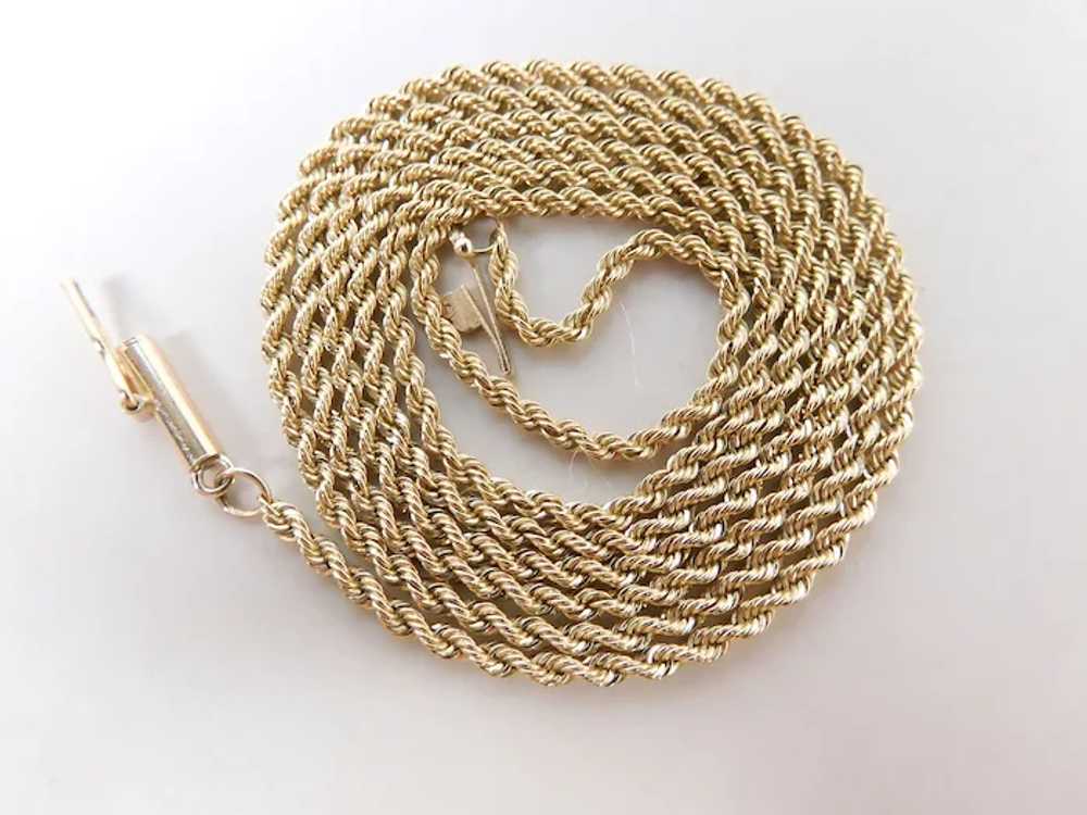 Vintage 14K Gold Rope Chain Necklace In Ivory Cel… - image 5