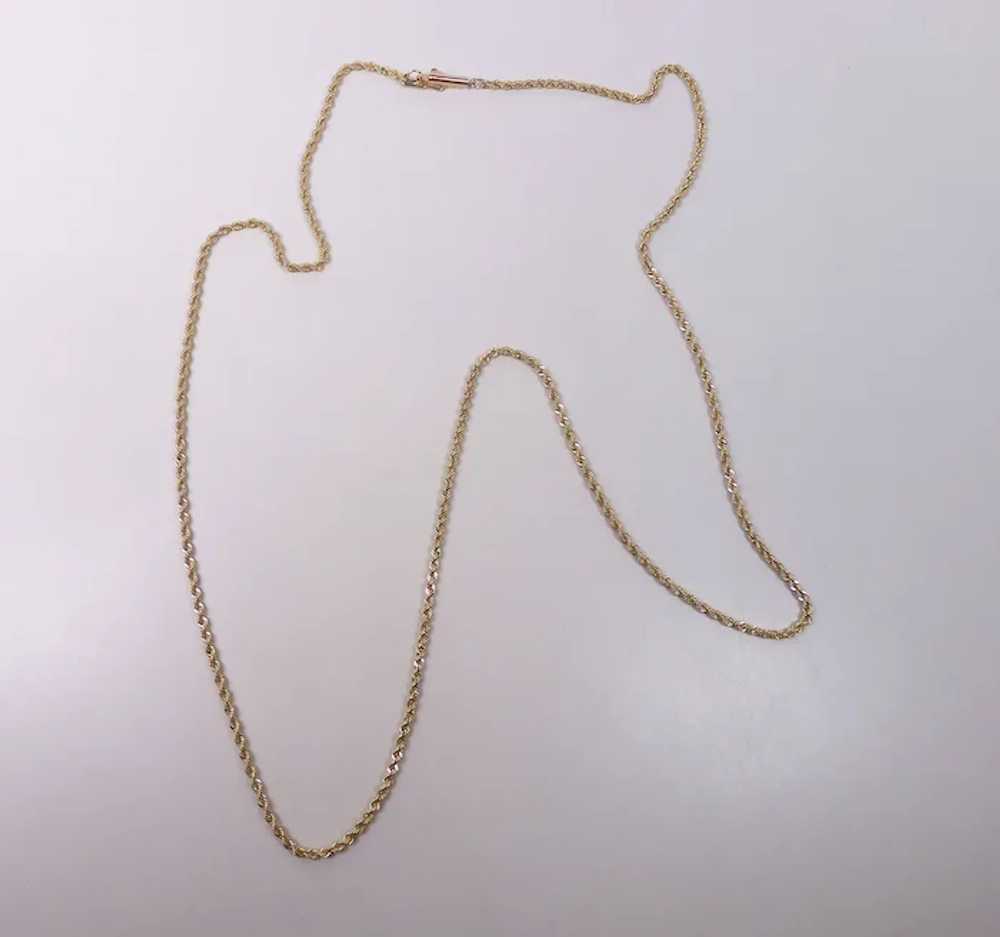 Vintage 14K Gold Rope Chain Necklace In Ivory Cel… - image 7