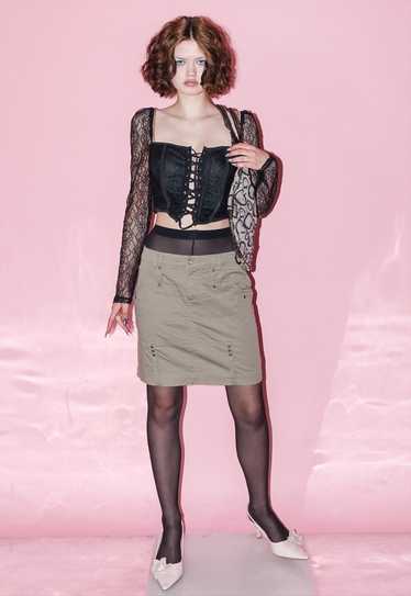 Vintage Y2K gorpcore cargo mini pencil skirt in kh