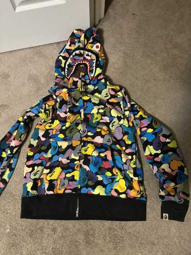 Bape Multi Camo Shark Full Zip Hoodie