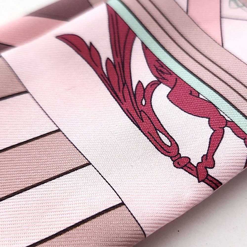Hermes Hermes Pink Multicolor Scarf Twilly Ribbon… - image 6
