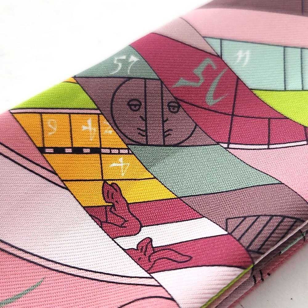 Hermes Hermes Pink Multicolor Scarf Twilly Ribbon… - image 8
