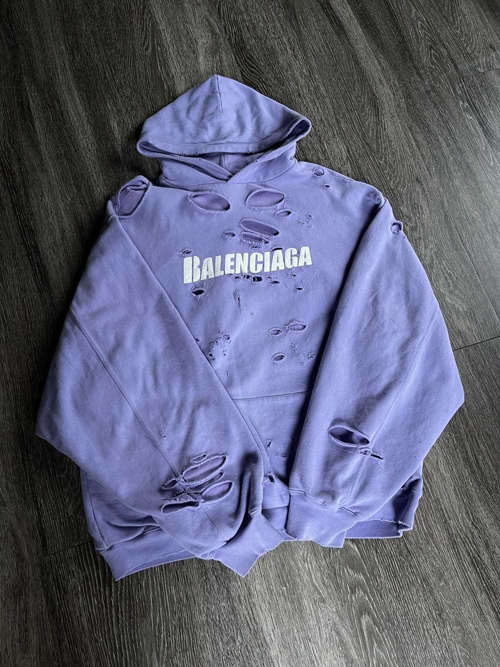 Balenciaga Balenciaga Purple Destroyed Hoodie - image 2