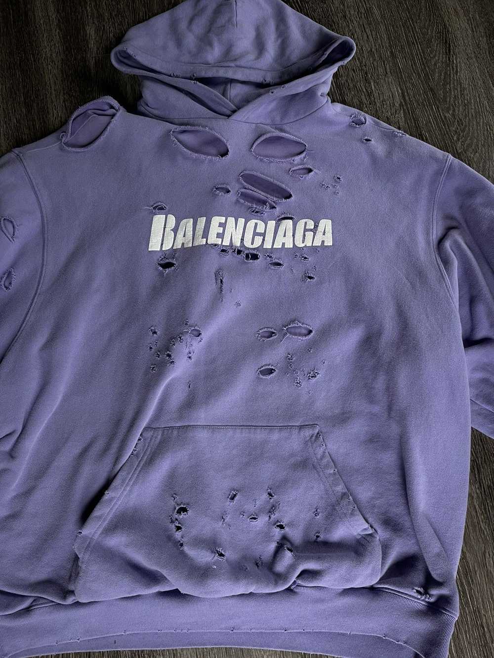 Balenciaga Balenciaga Purple Destroyed Hoodie - image 3