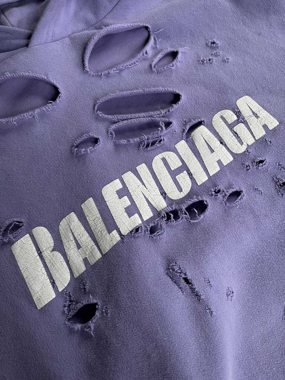 Balenciaga Balenciaga Purple Destroyed Hoodie - image 4