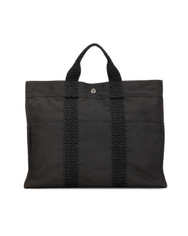 Hermes Canvas Tote Bag with Front and Back Slip Po