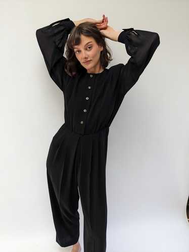 Beautiful Vintage Onyx Pleated Jumpsuit