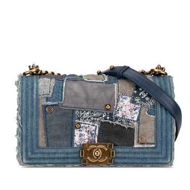 Blue Chanel Medium Denim Patchwork Boy Bag