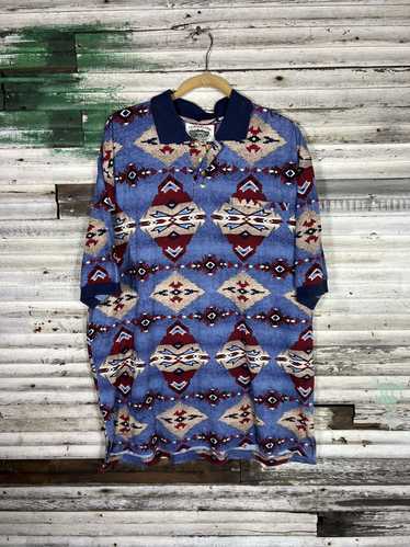 Vintage Nawaz Southwest Aztec theme polo sweater online size large