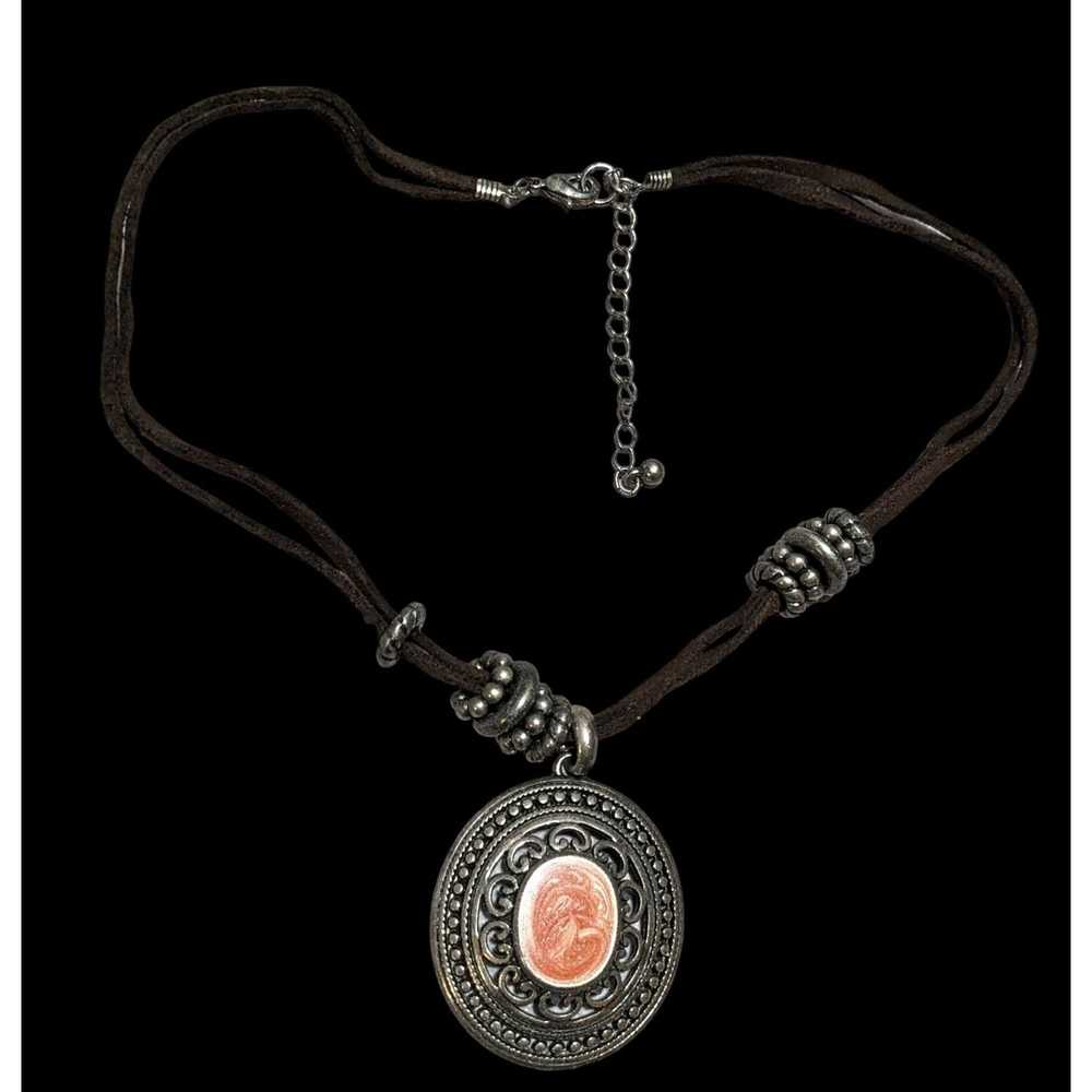 Other Victorian Style Enamel Medallion Necklace - image 1