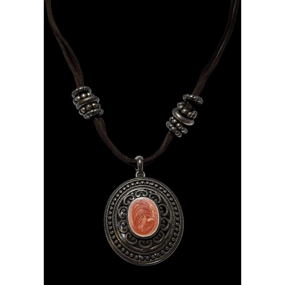 Other Victorian Style Enamel Medallion Necklace - image 2