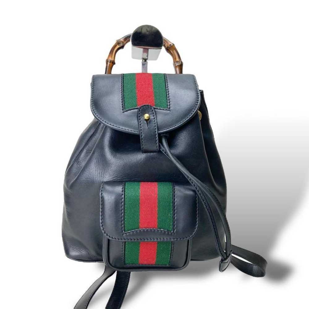 Gucci Vintage Bamboo leather backpack - image 2