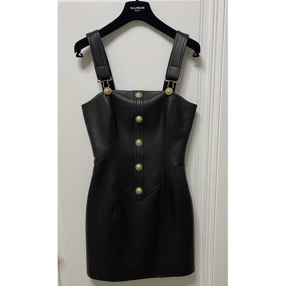 Balmain Leather mini dress - image 2