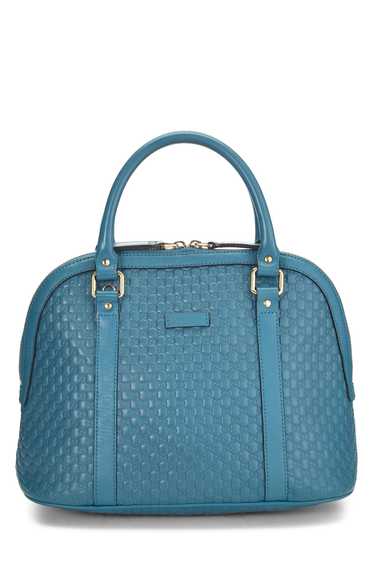 Blue Microguccissima Leather Interlocking Dome Han