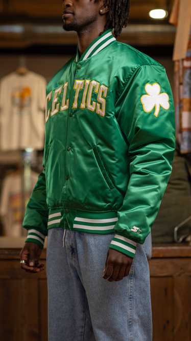 Large 80s Boston Celtics Starter Satin Jacket - image 1