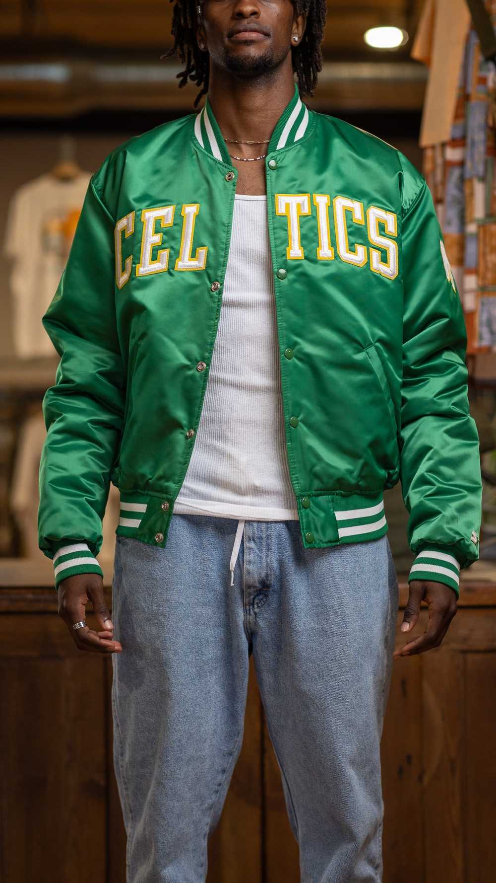 Large 80s Boston Celtics Starter Satin Jacket - image 3